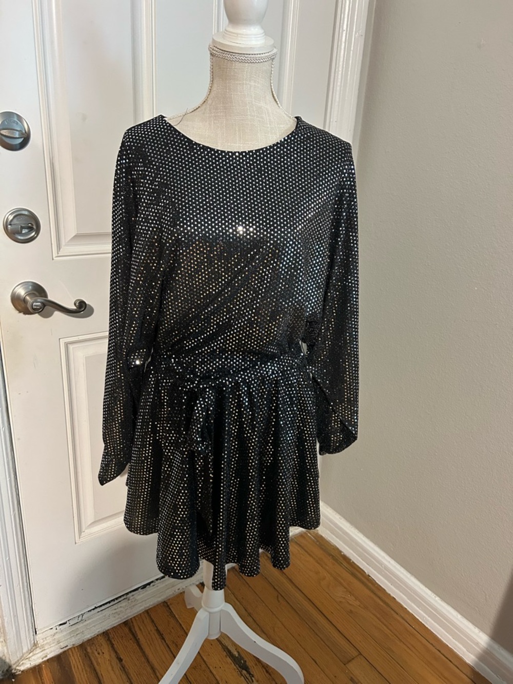 glam Black Sequin Mini Dress